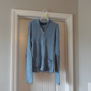 Hillard & Hanson small light blue zip up cotton sweater